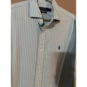 NWOT Polo Ralph Lauren Men Long Sleeve Button Up Turquoise Spring Cotton Sz L